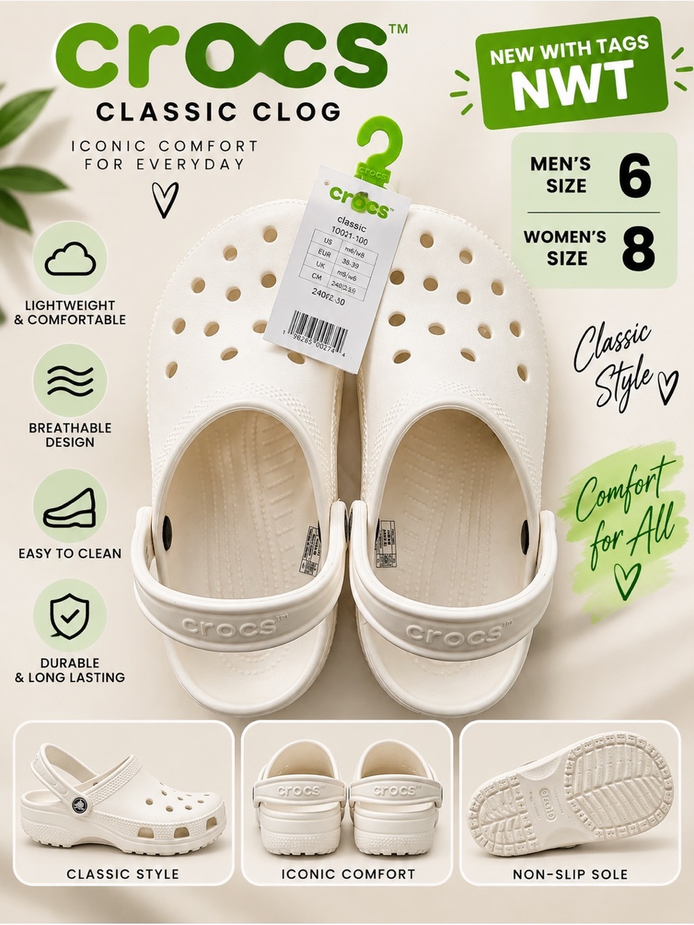 Crocs Classic Clog women Shoes - White